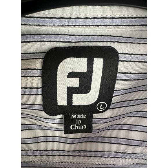 Bundle Lot of 2 Footjoy Men's Golf Polo Shirts Size Large Pinstripe Blue White - Picture 14 of 16
